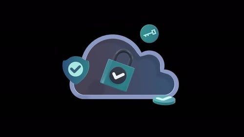 Animation en boucle des concepts de sécurité et de cybersécurité du cloud avec Alpha Channel.