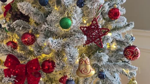 Ornate Christmas Tree with Decorative Ornaments and Lights