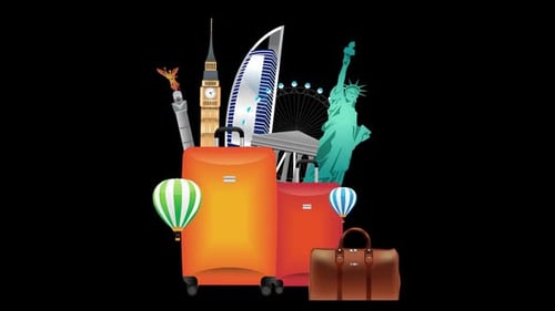 Mala com animação de pontos turísticos