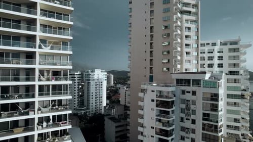 Beachfront Sunset Aerial 4k - Santa Marta - Colombia