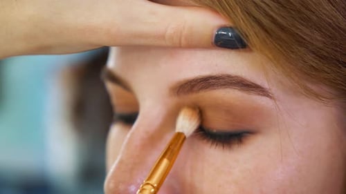 Eye Makeup Application Close Up Shot