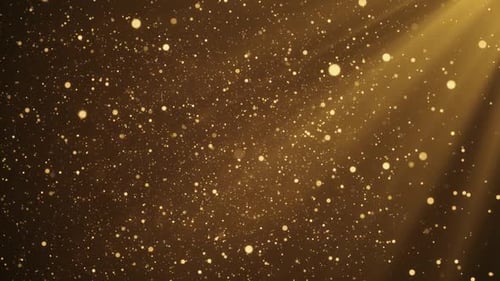 Golden Glitter Particles and Light Rays Loopable Background