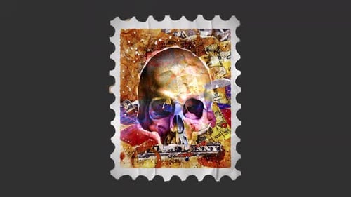 Vintage Skull Ephemera Postage Stamp