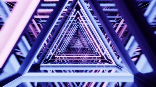 Triangle Mirrored Tunnel With Soft Pink And Blue Colored Vj Loop Background For Party