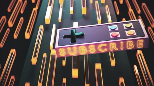 Neon Retro Video Game Controller Subscribe Call to Action Animation