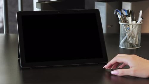 Mockup Display Videokonferenz Handtablett Schwarz