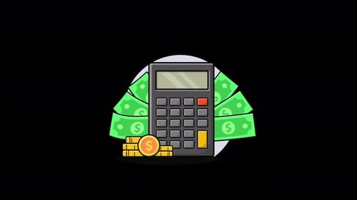 Animated Calculator with Money Growth in Flat Design