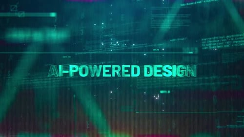 Futuristic AI Powered Design Text Reveal with Digital Data Background
