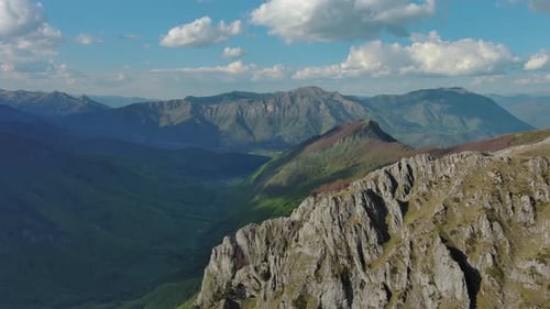 Rocky Mountains and Valley Before Sunset Aerial