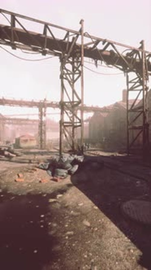 Abandoned Factory in Twilight Decay Vertical