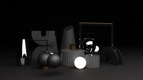 Formes géométriques abstraites dans un cadre sombre