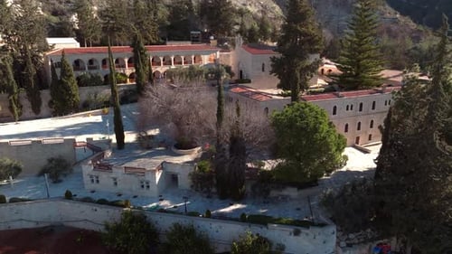 Aerial Perspective of Neophytos Monastery Historic Church Architecture