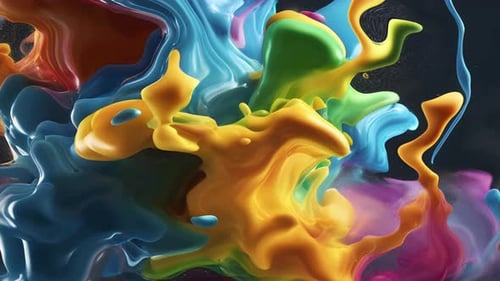 Colorful Liquid Paint Swirls Abstract Motion Background