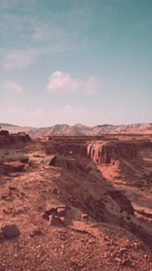 Rocky Desert Landscape With Sky Background