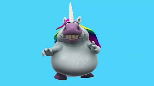 Fun cartoon unicorn dancing (with alpha channel)