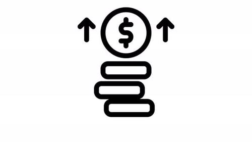 Minimalist Coin Stack and Arrows Financial Growth Animation