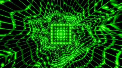 green neon sci fi tunnel vj loop motion graphic templete