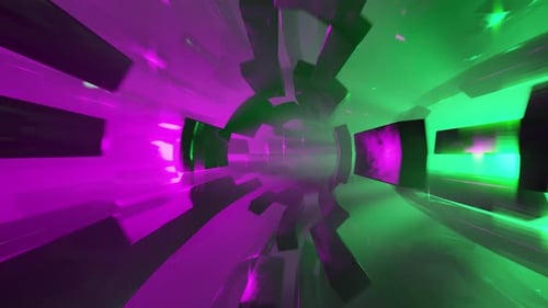 Bright Glowing Neon Lights Along Endless Tunnel Loop Animation 3d