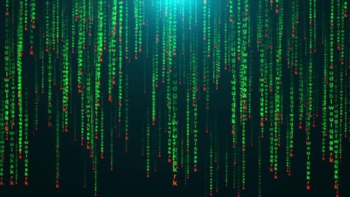 Código de matriz que cae, código digital de computadora, lluvia, fondo de lluvia, código binario de matriz digital de alta tecnología que cae