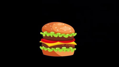 Falling Burger Animation Alpha Channel