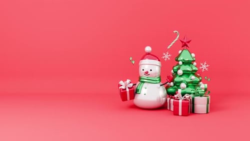 Christmas loop animation. 3d render cartoon style. Xmas Eve and New Year celebration, holidays