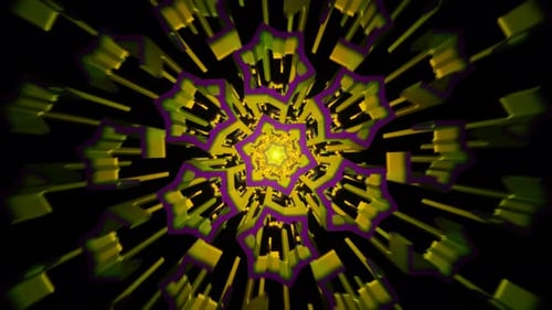 Psychedelische Muster sorgen für eine pulsierende Neon-VJ-Loop-Kulisse