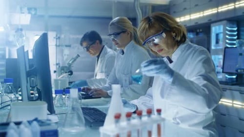 Scientists Working in Bright Laboratory Research Environment