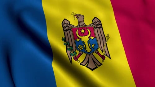 Moldova National Flag Waving Seamless Loop Animation