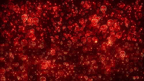 Red Glowing Skulls and Particle Loop Background Animation