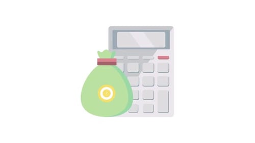 Flat Design Corporate Calculator and Money Bag Animation