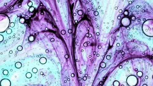 Transparent Colorful Paint Cosmetic Gel Fluid With Molecule Bubbles Distribution Bubble Cluster