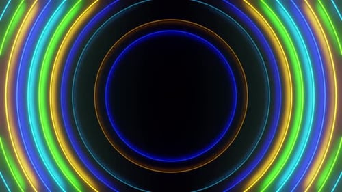 Vibrant Neon Concentric Circles Seamless Looping Background