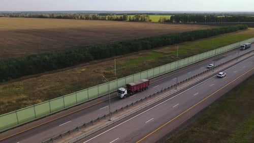 Wagon Driving on the Highway Aerial