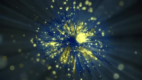 Abstract Glowing Particle Burst with Light Rays