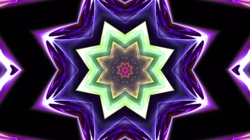 Vibrant Glowing Kaleidoscope Star Pattern Background