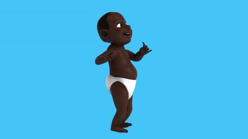 Fun 3D cartoon baby dancing (with alpha channel included)