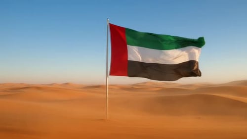 UAE Flag Waving In Desert