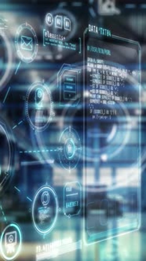 Animated Futuristic Holographic User Interface for Vertical Screens