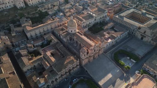 Aerial view of Noto Cathedral, Italy.