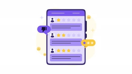Animated Flat Design Customer Review and Rating Interface