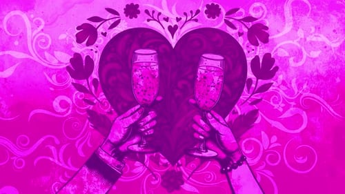 Animated Toasting Hands with Growing Floral Heart