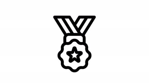 Minimalist Line Art Medal Icon Animation