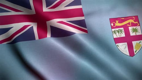 Realistic Waving Fiji Flag Animation