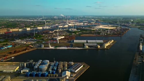 Zeebrugge Belgium 10082025 Aerial View on the Seaport of Bruges Car Transportation Terminal