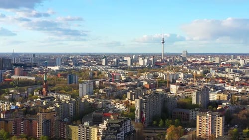 Aerial view of Berlin cityscape with TV Tower, Germany.