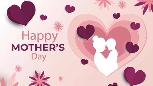 Happy Mother's Day Decorative Animation with Hearts