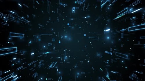 Abstract Blue Digital Data Blocks in Cyber Space Background Loop