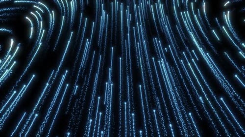Blue Glowing Particle Lines Digital Data Flow Background