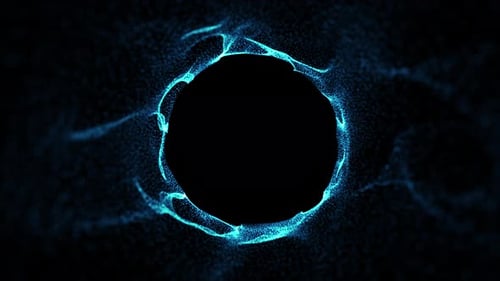 Electric Blue Particle Vortex Circular Energy Portal Flowing Data Points. Abstract glow blue Tunnel