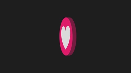 Pink Heart Icon 3D Rotation Animation